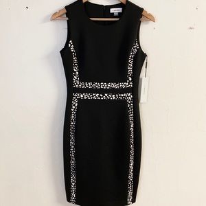 Calvin Klein Scuba Colorblock Sheath Dress Leopard